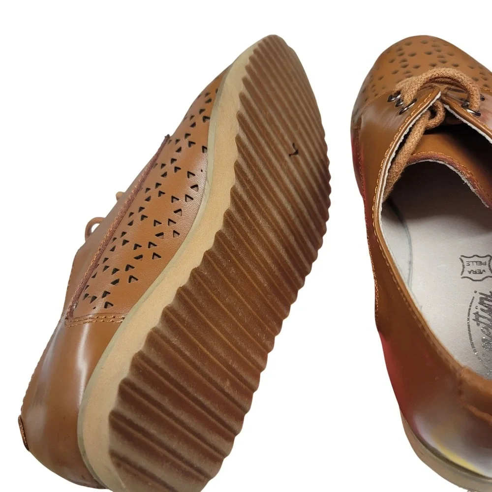 VENETTINI Becca Kids Brown Leather‎ Perforated Oxford Shoes Size 30 Hand Made